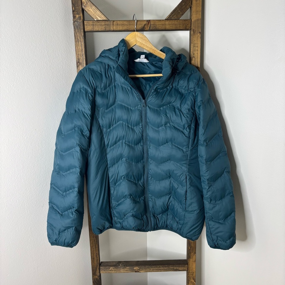 Time and Tru Teal Puffer Jacket with Hood Size L